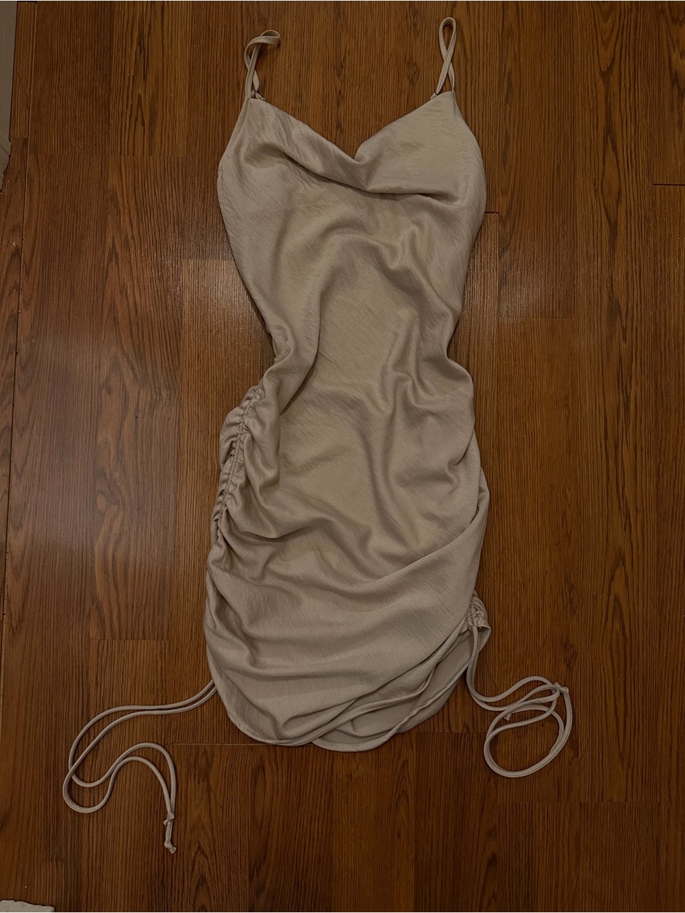 By Together Cream Ruched Slip Mini Dress